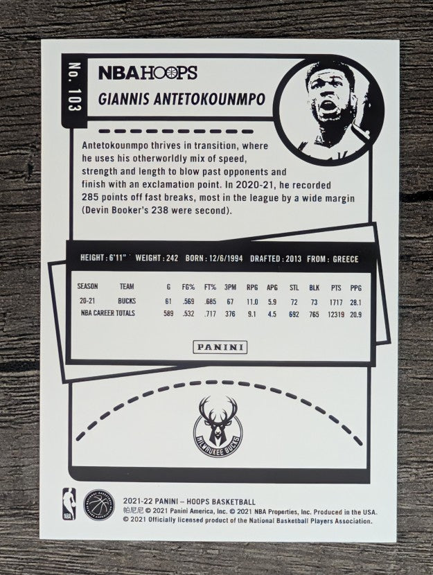 2021-22 Hoops #103 Giannis Antetokounmpo