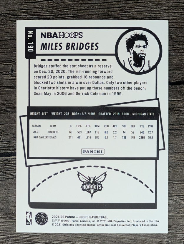 2021-22 Hoops #190 Miles Bridges