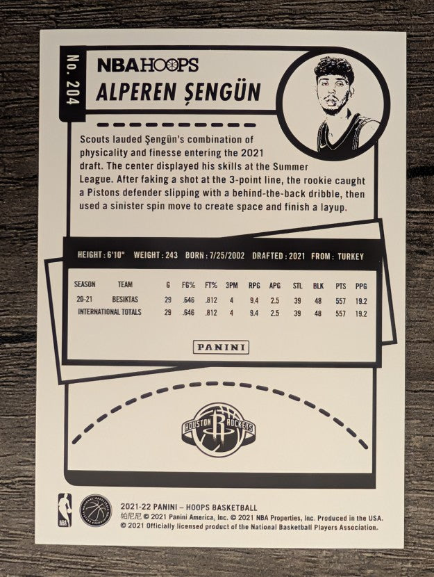 2021-22 Hoops #204 Alperen Sengun RC