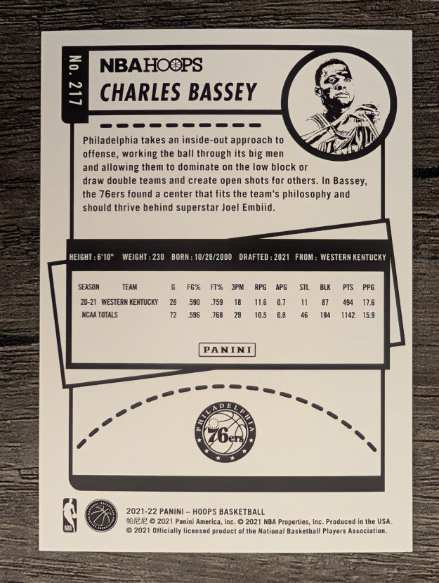 2021-22 Hoops #217 Charles Bassey RC