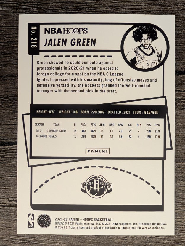 2021-22 Hoops #218 Jalen Green RC