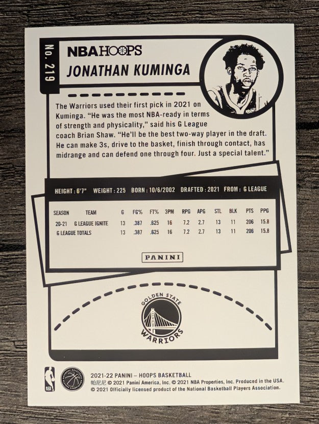 2021-22 Hoops #219 Jonathan Kuminga RC