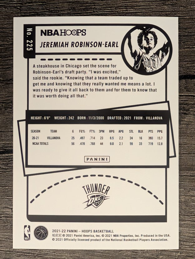 2021-22 Hoops #225 Jeremiah Robinson-Earl RC