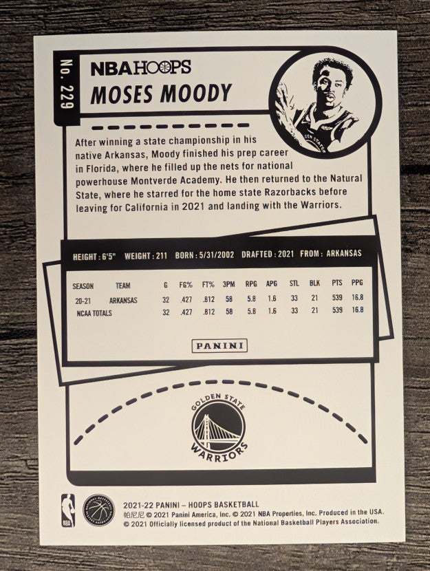 2021-22 Hoops #229 Moses Moody RC