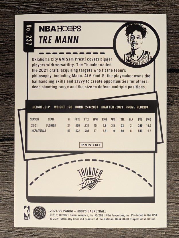2021-22 Hoops #237 Tre Mann RC