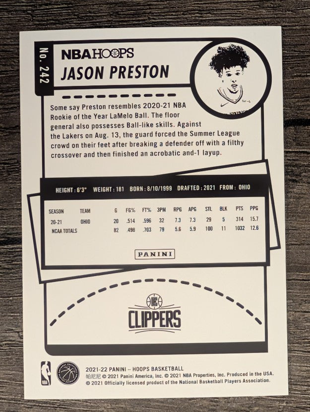 2021-22 Hoops #242 Jason Preston RC