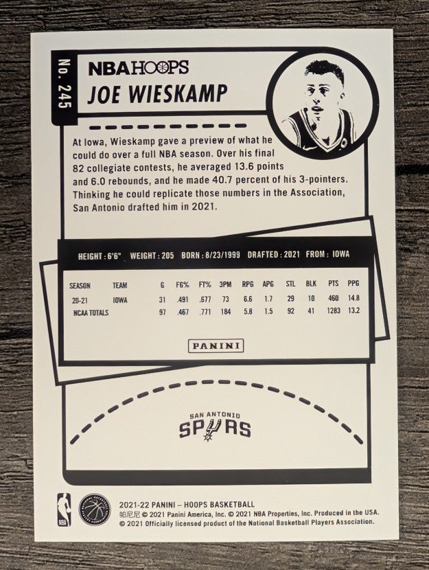 2021-22 Hoops #245 Joe Wieskamp RC