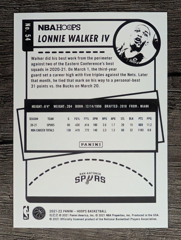 2021-22 Hoops #54 Lonnie Walker IV