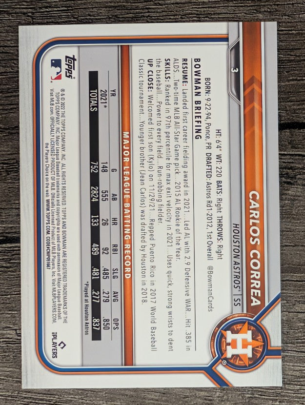 2022 Bowman #3 Carlos Correa