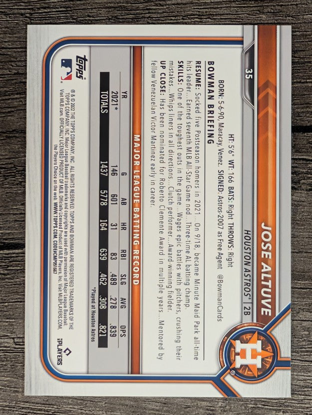 2022 Bowman #35 Jose Altuve
