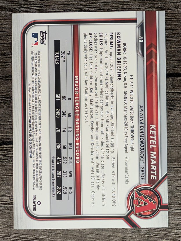 2022 Bowman #48 Ketel Marte
