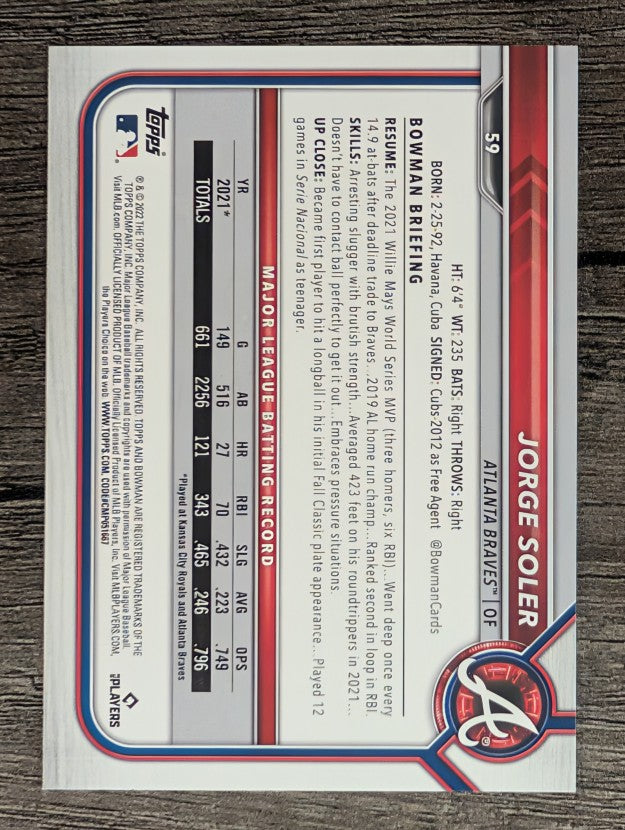 2022 Bowman #59 Jorge Soler