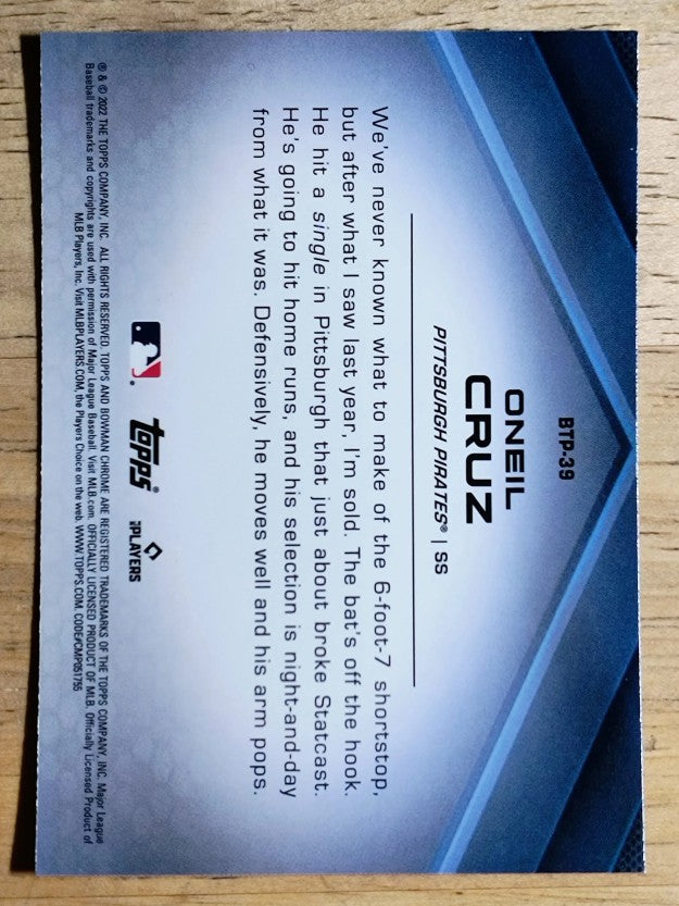 2022 Bowman Chrome Scouts Top 100 #BTP39 Oneil Cruz