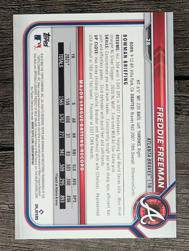2022 Bowman #28 Freddie Freeman