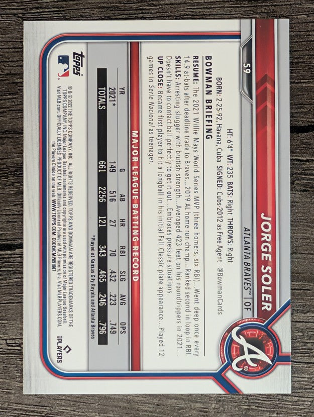 2022 Bowman #59 Jorge Soler