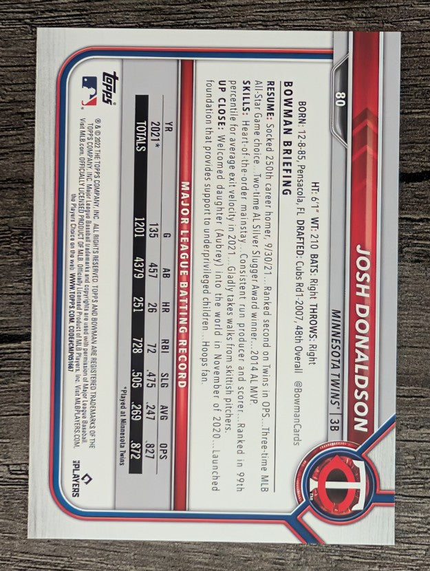 2022 Bowman #80 Josh Donaldson