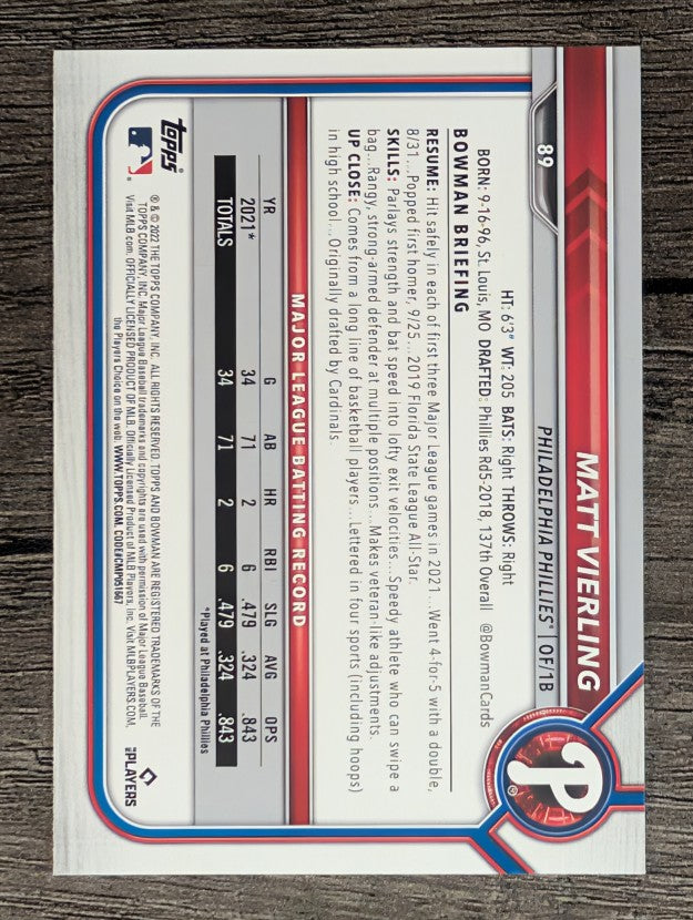 2022 Bowman #89 Matt Vierling RC