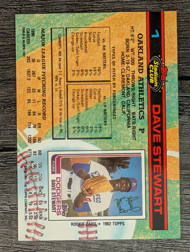 1991 Stadium Club #1 Dave Stewart Tuxedo