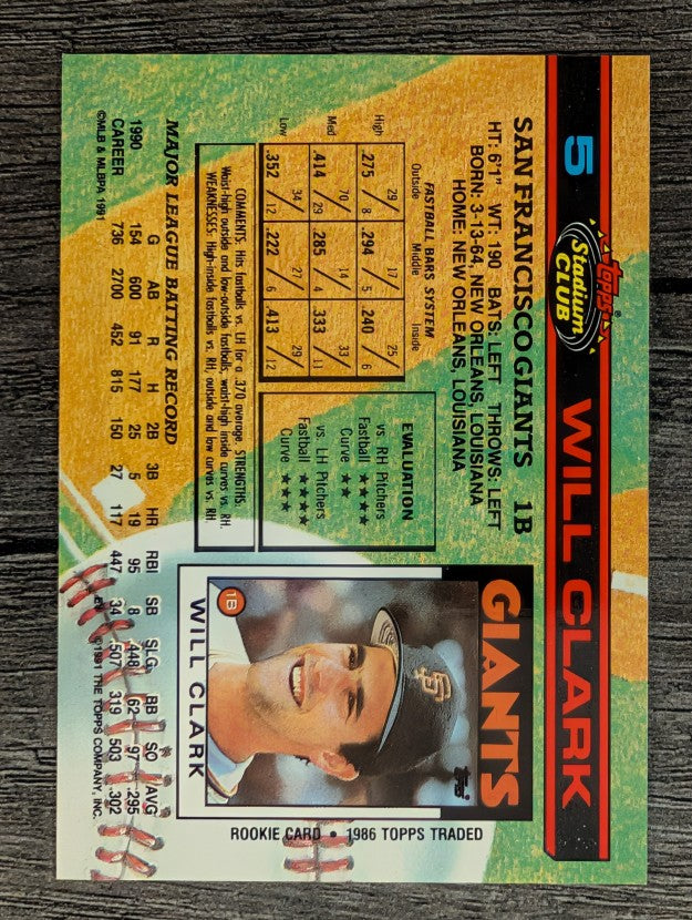 1991 Stadium Club #5 Will Clark