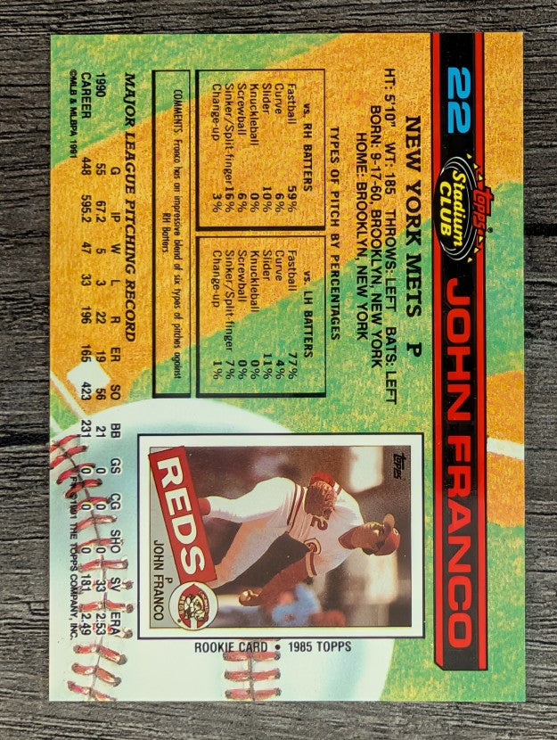 1991 Stadium Club #22 John Franco