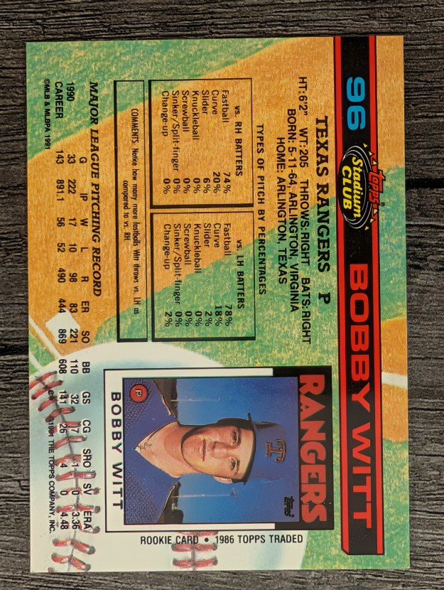1991 Stadium Club #96 Bobby Witt