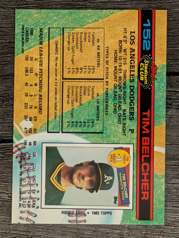 1991 Stadium Club #152 Tim Belcher