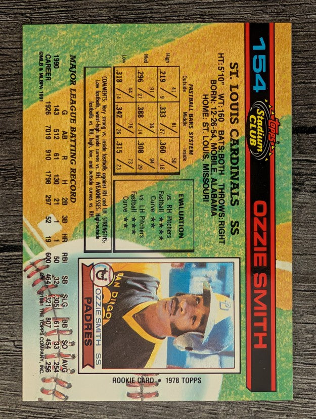1991 Stadium Club #154 Ozzie Smith