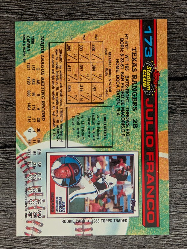 1991 Stadium Club #173 Julio Franco