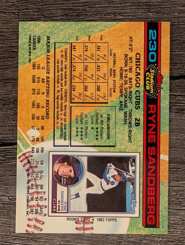1991 Stadium Club #230 Ryne Sandberg