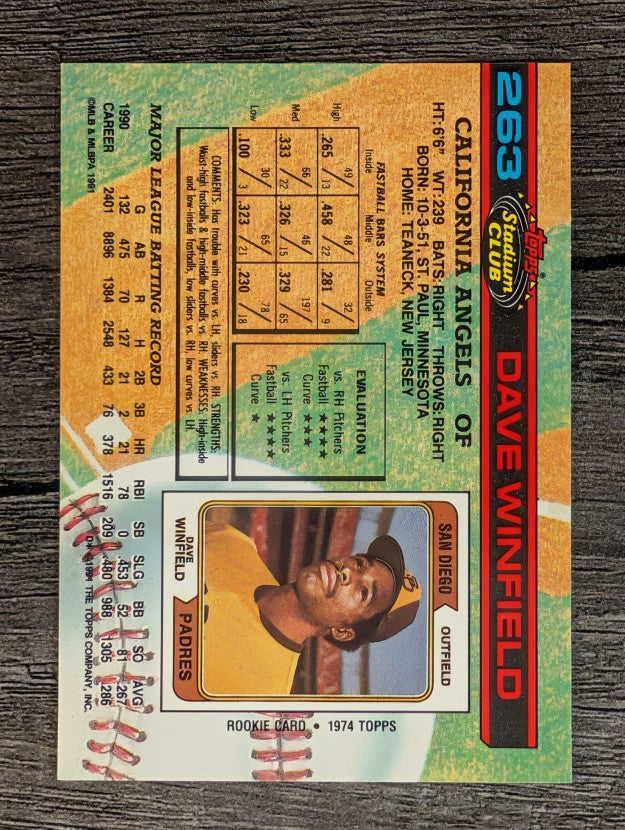 1991 Stadium Club #263 Dave Winfield