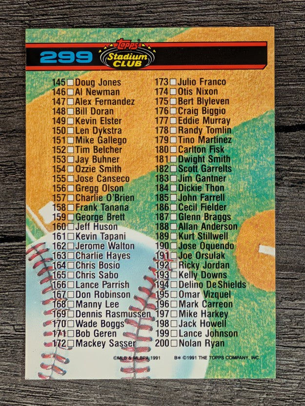 1991 Stadium Club #299 Checklist 101-200