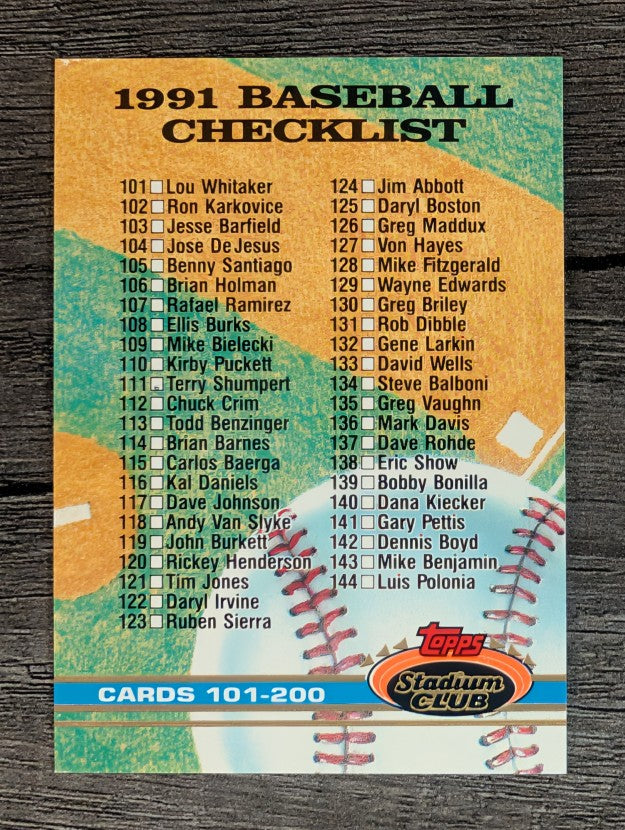 1991 Stadium Club #299 Checklist 101-200
