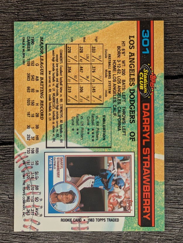 1991 Stadium Club #301 Darryl Strawberry