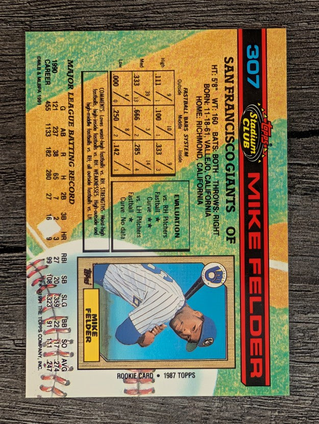 1991 Stadium Club #307 Mike Felder