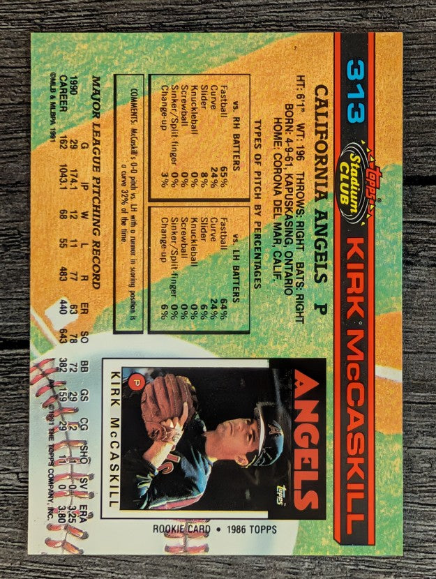 1991 Stadium Club #313 Kirk McCaskill