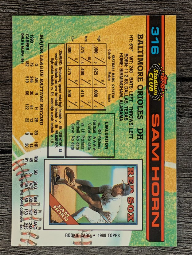 1991 Stadium Club #316 Sam Horn