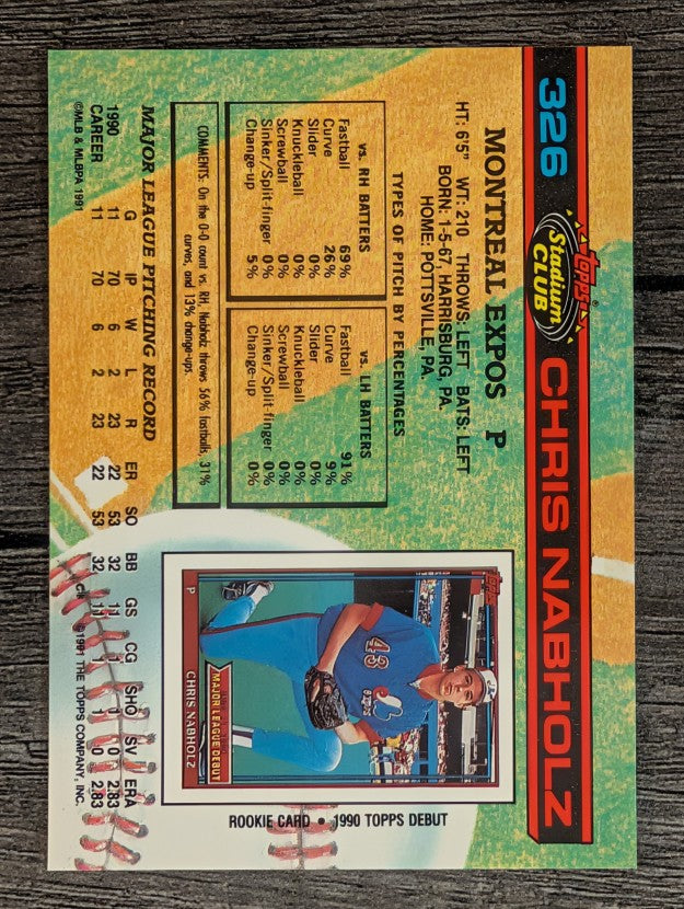 1991 Stadium Club #326 Chris Nabholz
