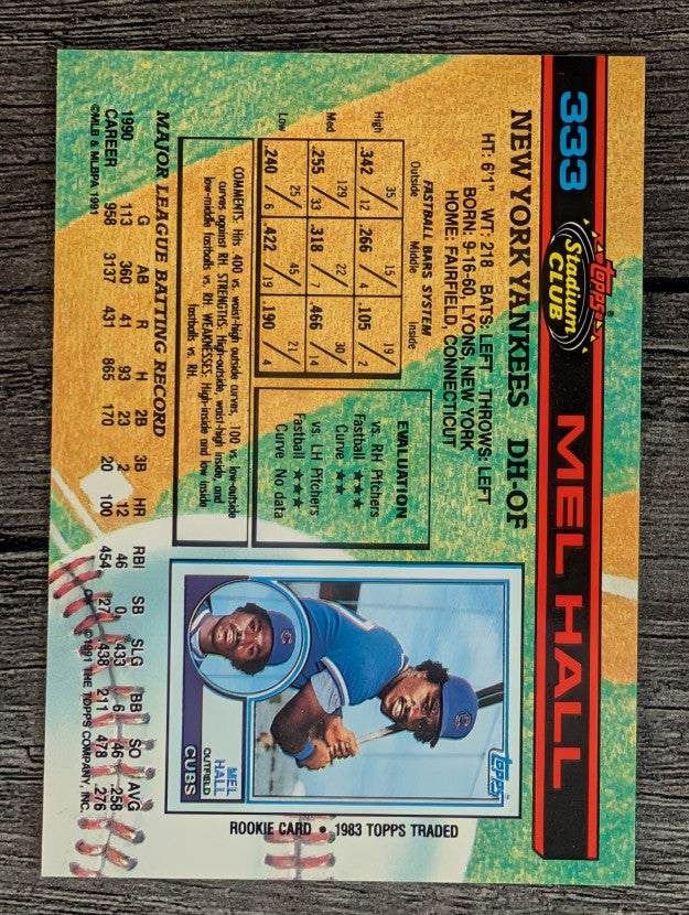 1991 Stadium Club #333 Mel Hall
