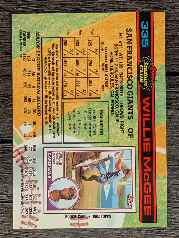 1991 Stadium Club #335 Willie McGee