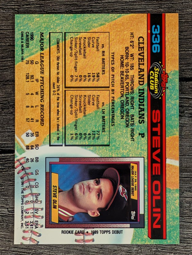 1991 Stadium Club #336 Steve Olin