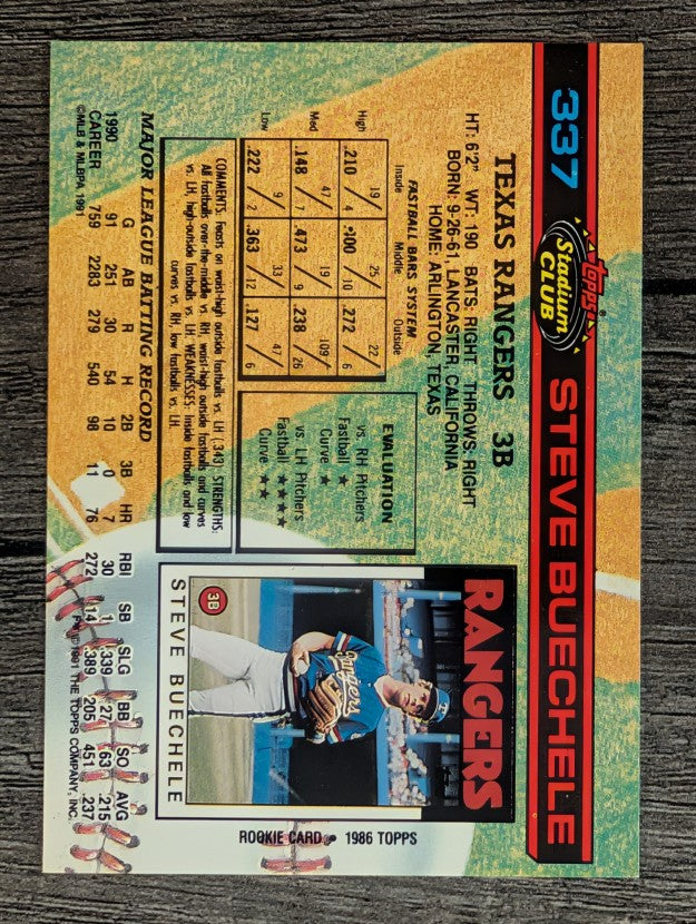 1991 Stadium Club #337 Steve Buechele