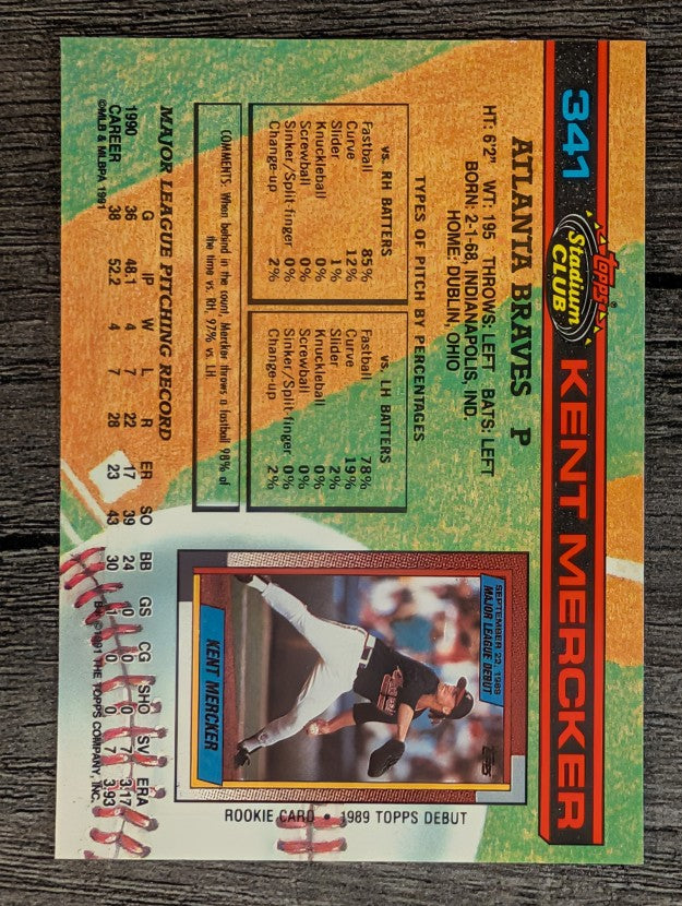 1991 Stadium Club #341 Kent Mercker