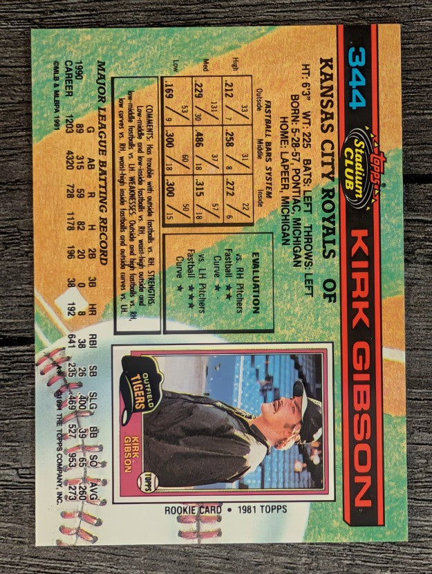 1991 Stadium Club #344 Kirk Gibson