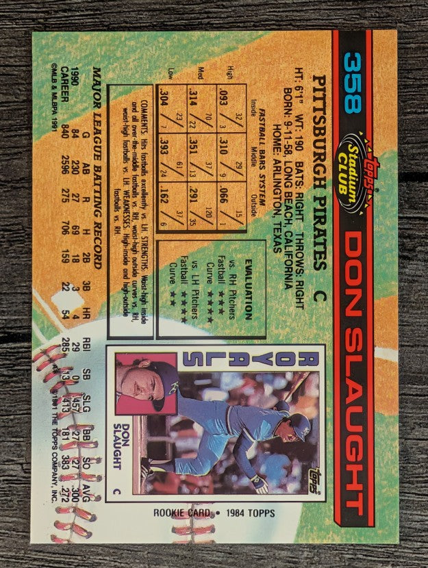 1991 Stadium Club #358 Don Slaught