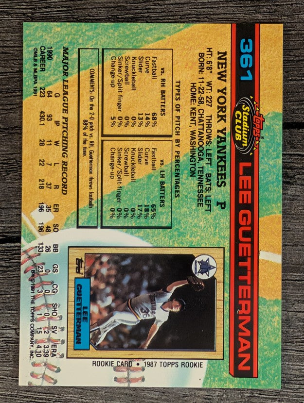 1991 Stadium Club #361 Lee Guetterman