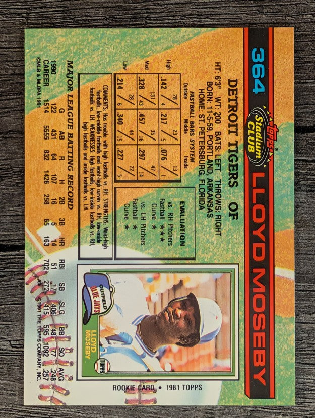 1991 Stadium Club #364 Lloyd Moseby