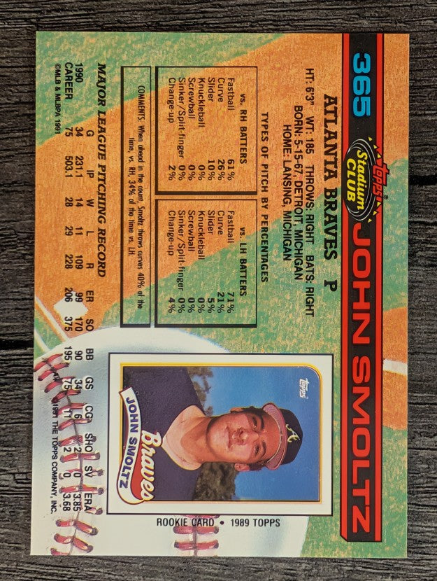 1991 Stadium Club #365 John Smoltz