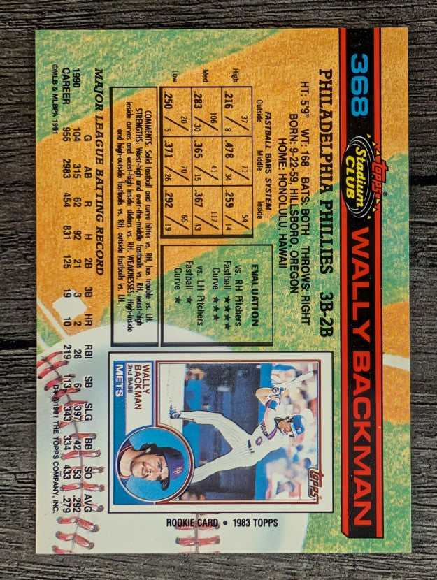 1991 Stadium Club #368 Wally Backman