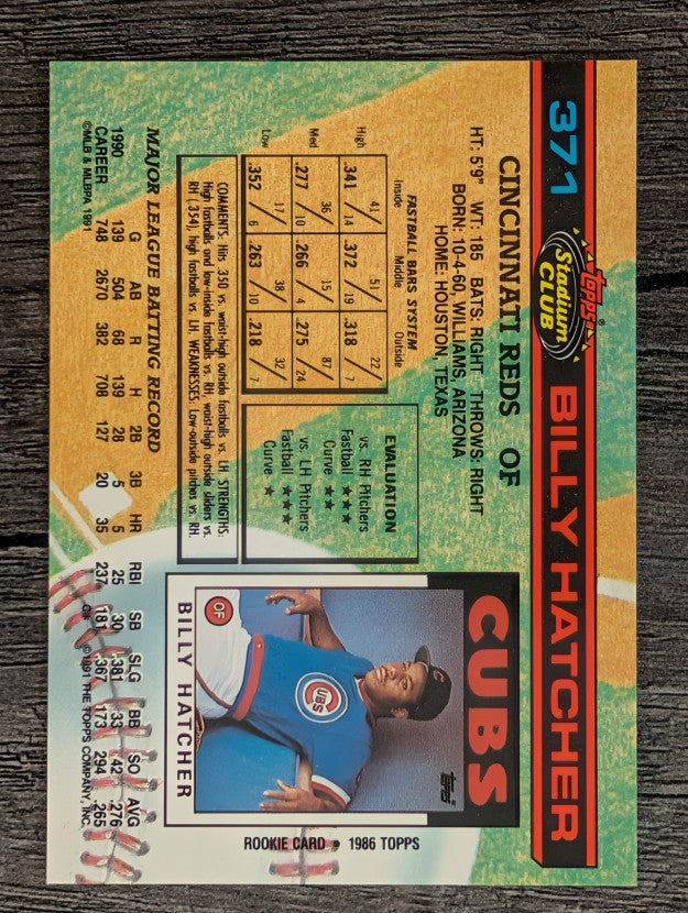 1991 Stadium Club #371 Billy Hatcher