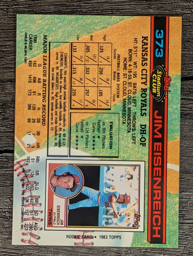1991 Stadium Club #373 Jim Eisenreich
